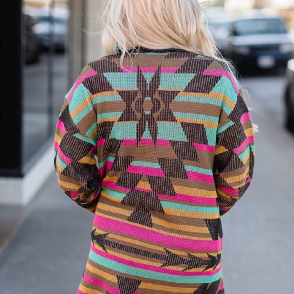 Crazy Train Multicolor Geometric Cardigan